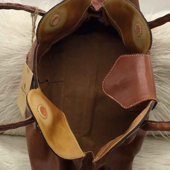 Patricia Nash Heritage Cognac Italian Leather Satchel Shoulder Bag - Picture 11 of 11